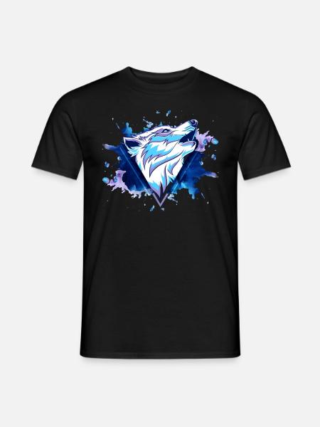 Wolf Wolfskopf Raubtier Splash Grunge Kunst - Mænd T-shirt - sort