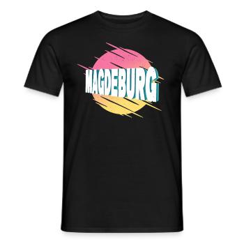 Magdebourg Allemagne Ville Police Vintage Rétro - T-shirt homme - noir - Devant - AI Model Male 178 light (178cm)