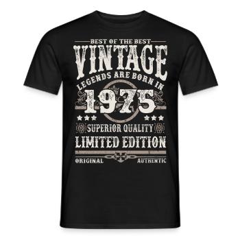 Legends are born in 1975 - Men's T-Shirt - black - Front - AI Model Male 178 light (178cm)