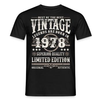 Legends are born in 1978 - Men's T-Shirt - black - Front - AI Model Male 178 light (178cm)