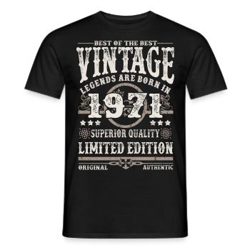 Legends are born in 1971 - Men's T-Shirt - black - Front - AI Model Male 178 light (178cm)