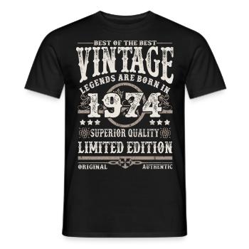Les légendes sont nées en 1974 - T-shirt homme - noir - Devant - AI Model Male 178 light (178cm)