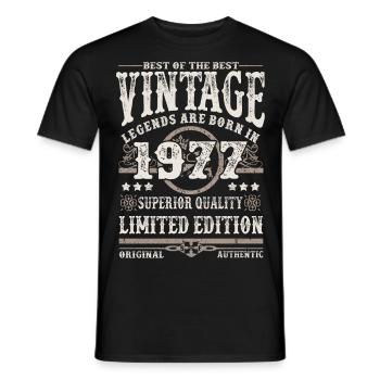Legenden werden 1977 geboren - Männer T-Shirt - Schwarz - Vorne - AI Model Male 178 light (178cm)