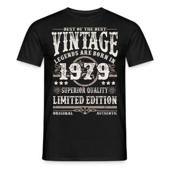 Legends are born in 1979 - Men's T-Shirt - black - Front - AI Model Male 178 light (178cm)