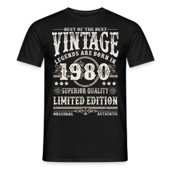 Legends are born in 1980 - Men's T-Shirt - black - Front - AI Model Male 178 light (178cm)
