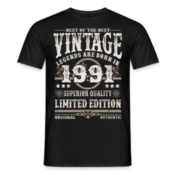 Legends are born in 1991 - Men's T-Shirt - black - Front - AI Model Male 178 light (178cm)