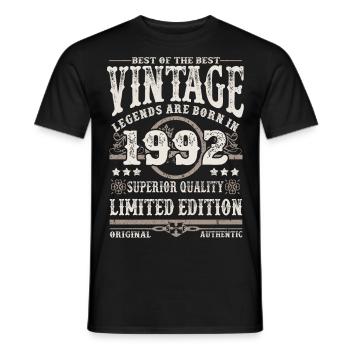 Legends are born in 1992 - Men's T-Shirt - black - Front - AI Model Male 178 light (178cm)