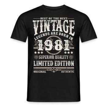 Legends are born in 1981 - Men's T-Shirt - black - Front - AI Model Male 178 light (178cm)