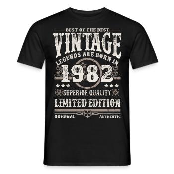 Les légendes sont nées en 1982 - T-shirt homme - noir - Devant - AI Model Male 178 light (178cm)