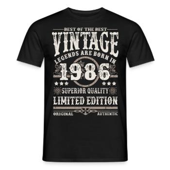 Les légendes sont nées en 1986 - T-shirt homme - noir - Devant - AI Model Male 178 light (178cm)