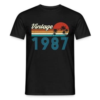 Vintage 1987 Vintage Anniversaire Rétro Vintage - T-shirt homme - noir - Devant - AI Model Male 178 light (178cm)