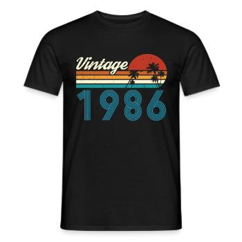 Vintage 1986 Vintage Anniversaire Rétro Vintage - T-shirt homme - noir - Devant - AI Model Male 178 light (178cm)