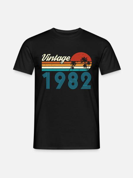 Vintage 1982 Vintage Anniversaire Rétro Vintage - T-shirt homme - noir