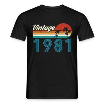Vintage 1981 Vintage Birthday Retro Vintage - Men's T-Shirt - black - Front - AI Model Male 178 light (178cm)