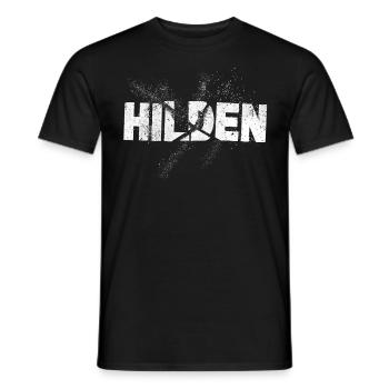 Hilden Germany City Font Grunge Splash - Men's T-Shirt - black - Front - AI Model Male 178 light (178cm)