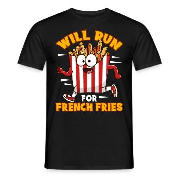 Français Frites Mignonnes Kawaii Drôles - T-shirt homme - noir - Devant - AI Model Male 178 light (178cm)