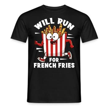 Français Frites Mignonnes Kawaii Drôles - T-shirt homme - noir - Devant - AI Model Male 178 light (178cm)