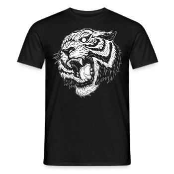 Skull Skull Horror Skeleton Halloween Tiger - Men's T-Shirt - black - Front - AI Model Male 178 light (178cm)
