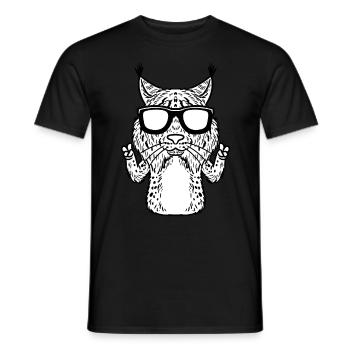Luchse Luchs Katze Mit Sonnenbrille Lustig - Männer T-Shirt - Schwarz - Vorne - AI Model Male 178 light (178cm)