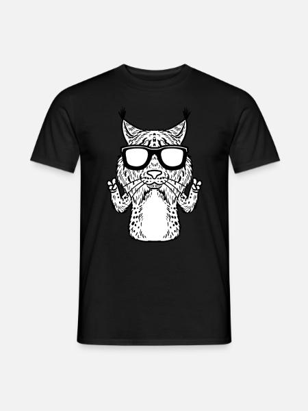Luchse Luchs Katze Mit Sonnenbrille Lustig - Männer T-Shirt - Schwarz
