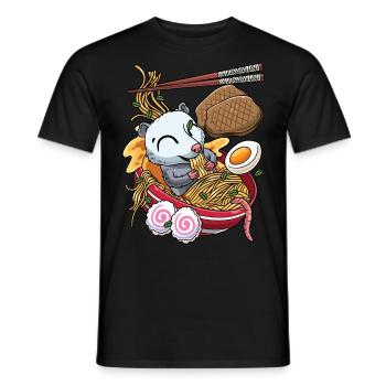Kawaii Opossum Ramen Nouilles Cuisine japonaise - T-shirt homme - noir - Devant - AI Model Male 178 light (178cm)