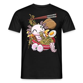 Kawaii Axolotl Fisch Ramen Nudeln Japanisches - Männer T-Shirt - Schwarz - Vorne - AI Model Male 178 light (178cm)