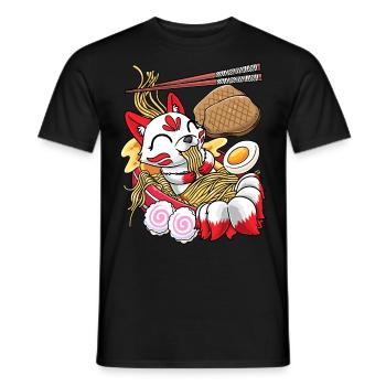 Kawaii Kitsune Fox Ramen Nudeln Japanisches Essen - Männer T-Shirt - Schwarz - Vorne - AI Model Male 178 light (178cm)