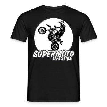 Supermoto / Supermotard / Supermoto Wheelie Biker - Men's T-Shirt - black - Front - AI Model Male 178 light (178cm)