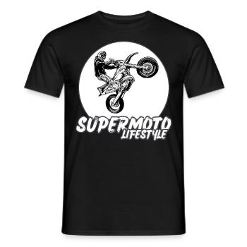 Supermoto / Supermotard / Supermoto Wheelie Biker - T-shirt homme - noir - Devant - AI Model Male 178 light (178cm)