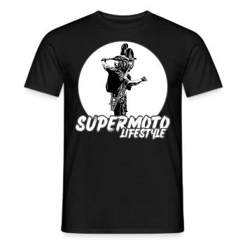 Supermoto / Supermotard / Supermoto Wheelie Biker - Men's T-Shirt - black - Front - AI Model Male 178 light (178cm)