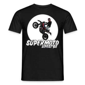 Supermoto / Supermotard / Supermoto Wheelie Biker - T-shirt homme - noir - Devant - AI Model Male 178 light (178cm)