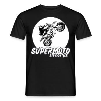 Supermoto / Supermotard / Supermoto Wheelie Biker - T-shirt homme - noir - Devant - AI Model Male 178 light (178cm)