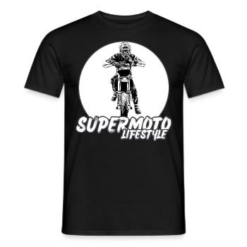 Supermoto / Supermotard / Supermoto Wheelie Biker - T-shirt homme - noir - Devant - AI Model Male 178 light (178cm)