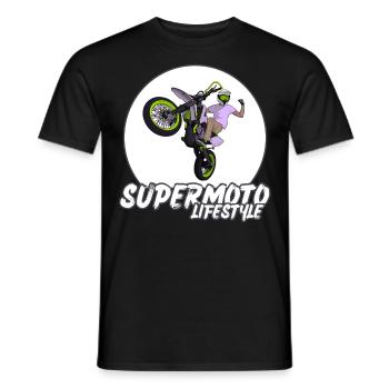 Supermoto / Supermotard / Supermoto Wheelie Biker - Men's T-Shirt - black - Front - AI Model Male 178 light (178cm)