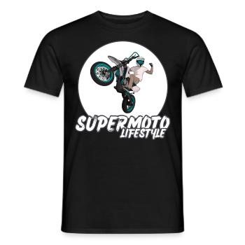 Supermoto / Supermotard / Supermoto Wheelie Bikers - Men's T-Shirt - black - Front - AI Model Male 178 light (178cm)