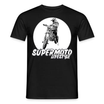 Supermoto / Supermotard / Supermoto Wheelie Biker - T-shirt homme - noir - Devant - AI Model Male 178 light (178cm)