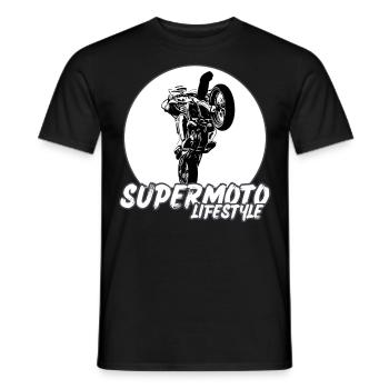Supermoto / Supermotard / Supermoto Wheelie Biker - Men's T-Shirt - black - Front - AI Model Male 178 light (178cm)
