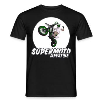 Supermoto / Supermotard / Supermoto Wheelie Biker - Men's T-Shirt - black - Front - AI Model Male 178 light (178cm)