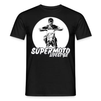Supermoto / Supermotard / Supermoto Wheelie Biker - T-shirt homme - noir - Devant - AI Model Male 178 light (178cm)