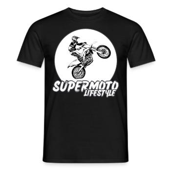 Supermoto / Supermotard / Supermoto Wheelie Biker - T-shirt homme - noir - Devant - AI Model Male 178 light (178cm)