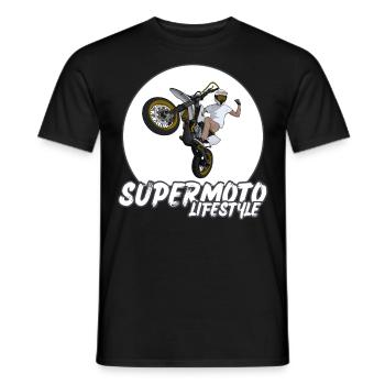 Supermoto / Supermotard / Supermoto Wheelie Biker - T-shirt homme - noir - Devant - AI Model Male 178 light (178cm)
