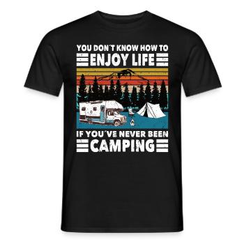Camper Dont Know How Enjoy Life Never Been Camping - Men's T-Shirt - black - Front - AI Model Male 178 light (178cm)