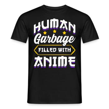 Drôle Anime Manga Design Déchets Humains - T-shirt homme - noir - Devant - AI Model Male 178 light (178cm)