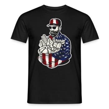 Farming Farmer American Flag Us - Men's T-Shirt - black - Front - AI Model Male 178 light (178cm)