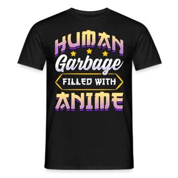 Drôle Anime Manga Design Déchets Humains - T-shirt homme - noir - Devant - AI Model Male 178 light (178cm)
