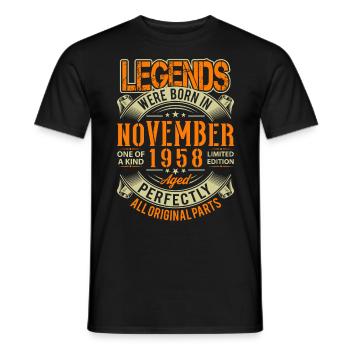 1958 November Geburtstag Legende - Männer T-Shirt - Schwarz - Vorne - AI Model Male 178 light (178cm)