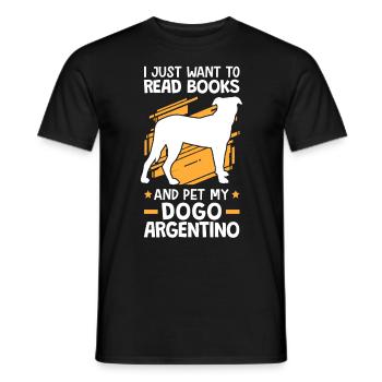 Bücher lesen und Dogo Argentino streicheln - Männer T-Shirt - Schwarz - Vorne - AI Model Male 178 light (178cm)