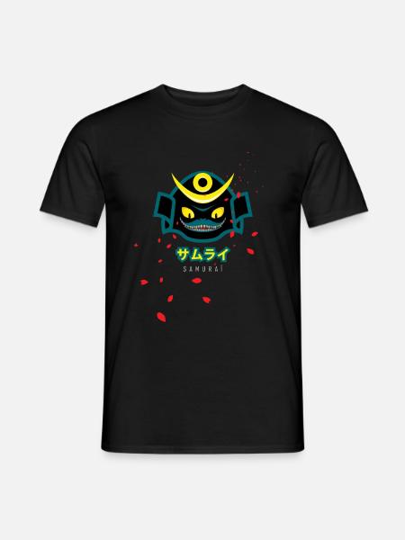 Samurai dragon eyes kabuto white bg Design Design - Men's T-Shirt - black