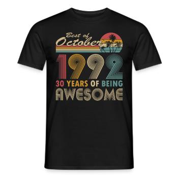 30th birthday born 1992 Best of 1992 - Men's T-Shirt - black - Front - AI Model Male 178 light (178cm)