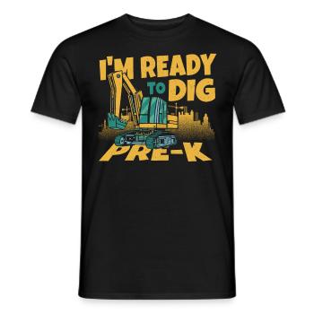 Je suis prêt à creuser un travailleur de la construction pré-K de retour - T-shirt homme - noir - Devant - AI Model Male 178 light (178cm)